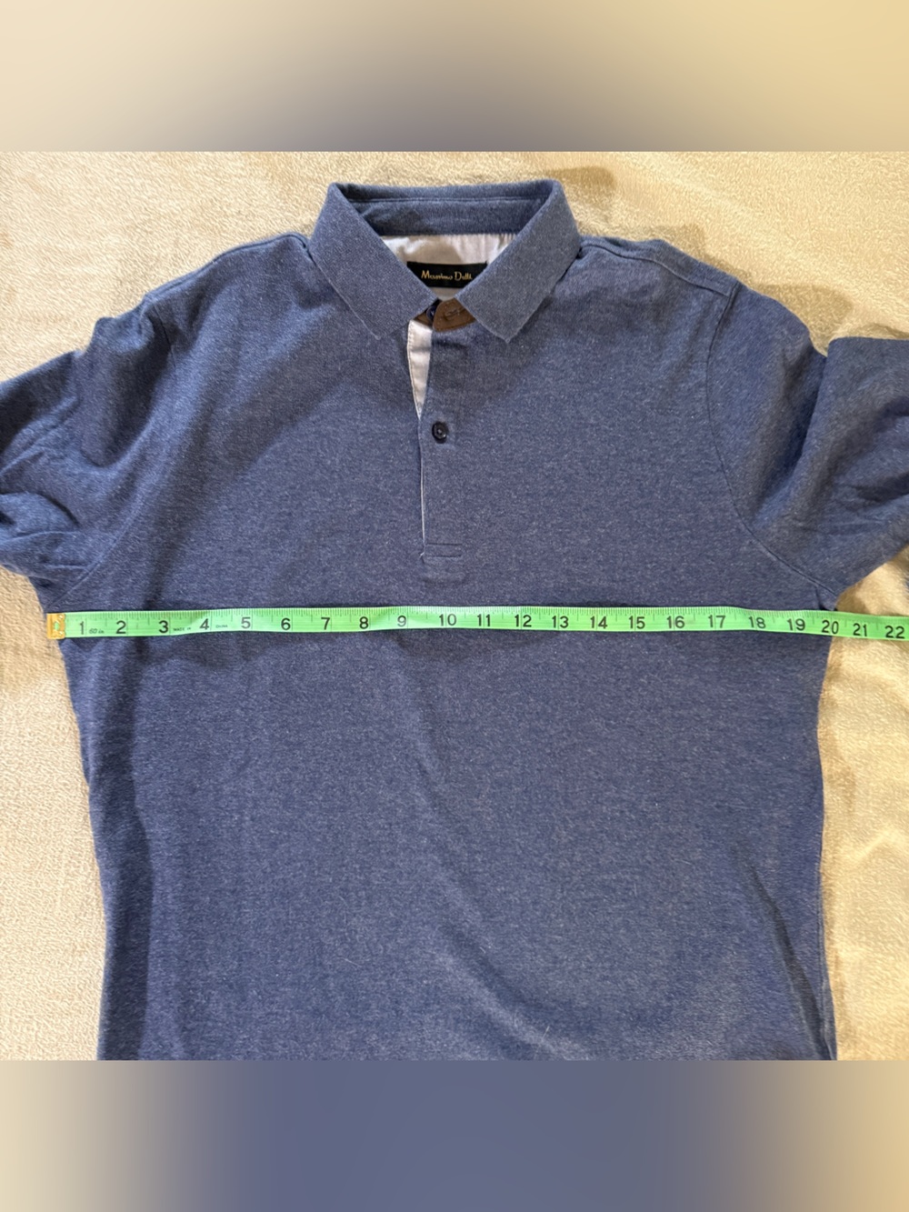 Massimo Dutti Long Sleeve Polo in Heather Navy - Picture 5 of 8